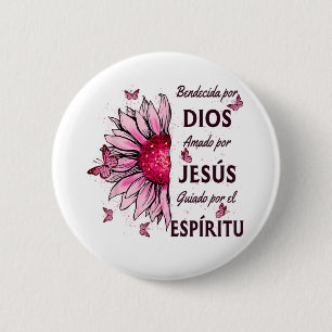 Bóton Redondo 5.08cm Abençoado por Deus Amado por Jesus