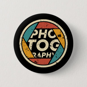 Bóton Redondo 5.08cm Abertura da câmera fotográfica retrógrada Vinta