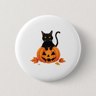 Bóton Redondo 5.08cm Abóbora De Gato De Halloween Para Mulheres Homens