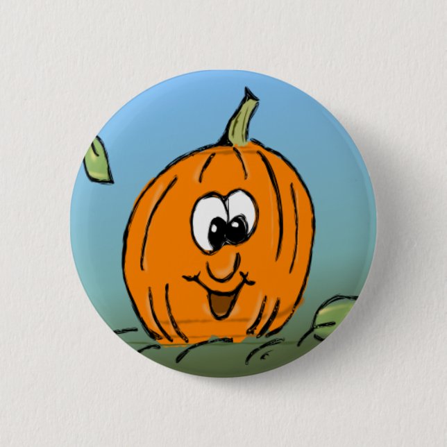 Bóton Redondo 5.08cm Abóbora-de-Halloween Sorrindo Amiga (Frente)