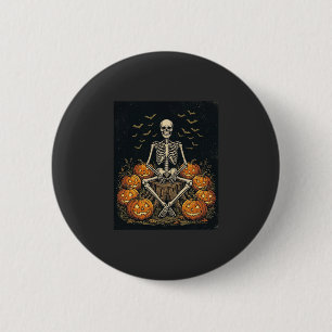 Bóton Redondo 5.08cm Abóbora Esqueleto de Halloween Design Vintage Retr