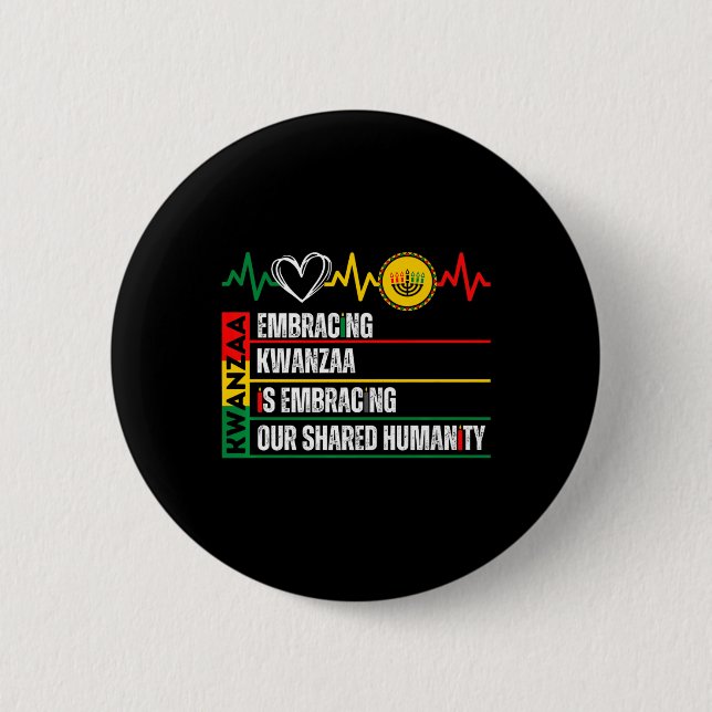 Bóton Redondo 5.08cm Abraçar Kwanzaa É Nossa Humanidade Compartilhada Á (Frente)