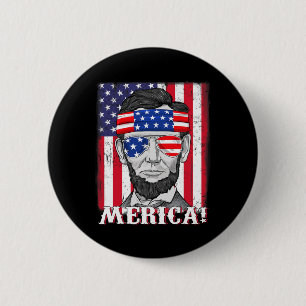 Bóton Redondo 5.08cm Abraham Lincoln 4 De Julho Merica American Flag B