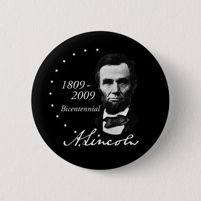 Bóton Redondo 5.08cm Abraham Lincoln (Abe) bicentenário (Frente)
