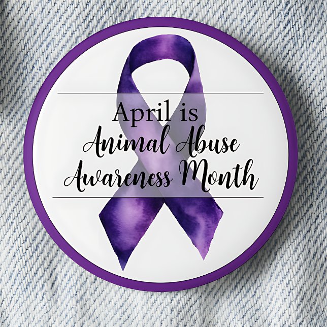 Bóton Redondo 5.08cm Abril Mês de Consciência do Abuso Animal (April is Animal Abuse Awareness month pinback button.)