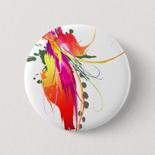 Bóton Redondo 5.08cm Abstrato Bird of Paradise Paint Splatters