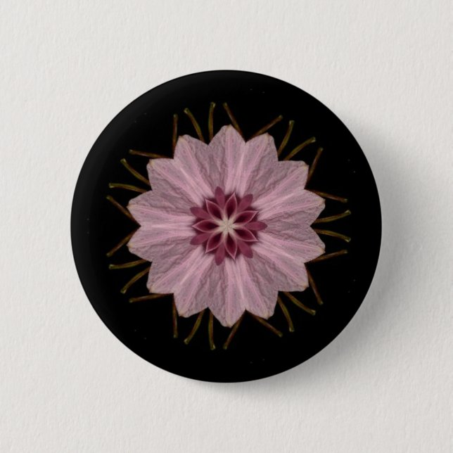 Bóton Redondo 5.08cm Abstrato Floral Rosa (Frente)