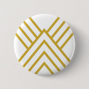 Bóton Redondo 5.08cm Abstrato geométrica, branco e ouro