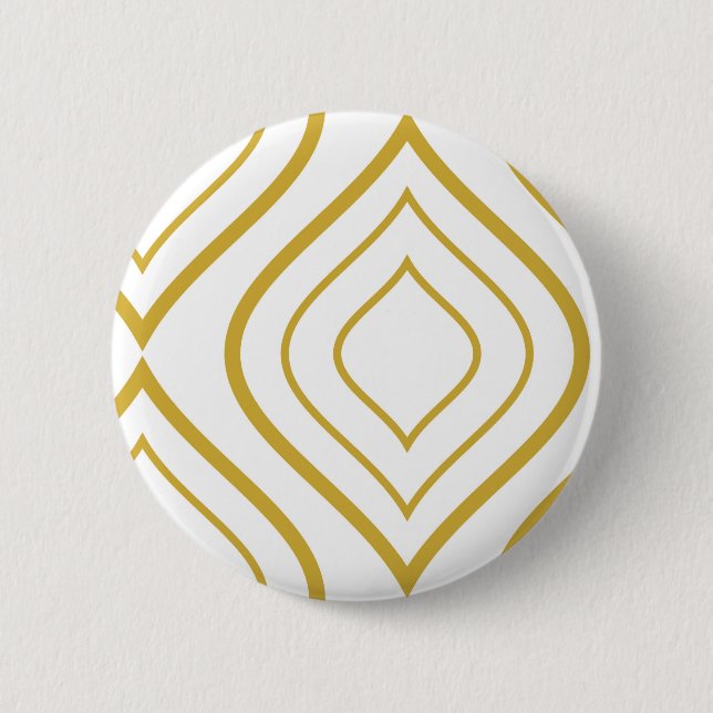 Bóton Redondo 5.08cm Abstrato geométrica, branco e ouro (Frente)