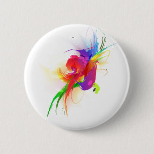Bóton Redondo 5.08cm Abstrato Rainbow Lorikeet Paint Splatters