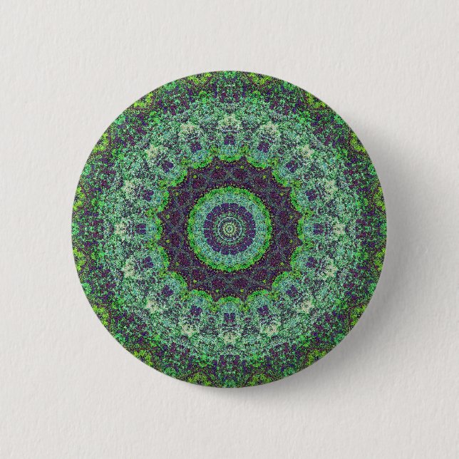 Bóton Redondo 5.08cm Abstrato Verde Jardim Mandala (Frente)