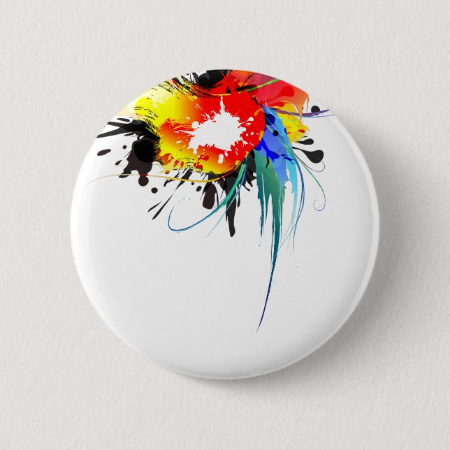 Bóton Redondo 5.08cm Abstrato Wild Parrot Paint Splatters (Frente)