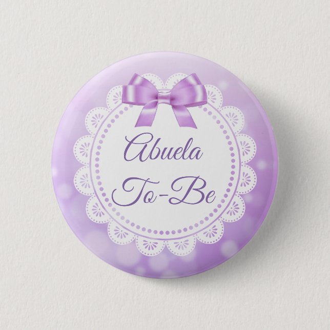 Bóton Redondo 5.08cm Abuela Para Ser Chá de fraldas Roxo Botão (Frente)