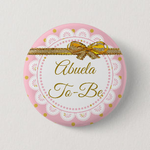 Bóton Redondo 5.08cm Abuela Para Ser Cor-De-Rosa Chá de fraldas E Botão