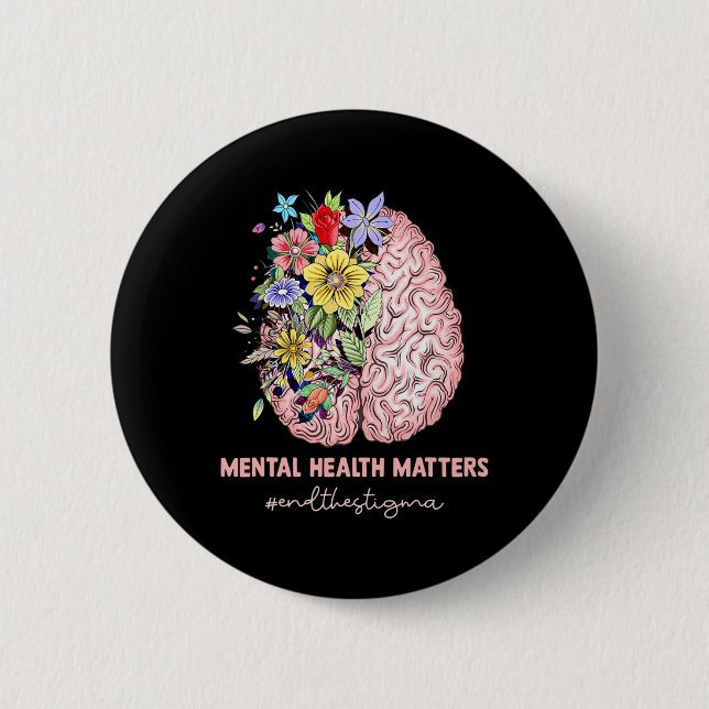 Bóton Redondo 5.08cm Acabe Com O Stigma Mental Health Problems Mental A (Frente)