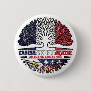 Bóton Redondo 5.08cm Acade Cajun Francês Árvore Francesa Bandeira