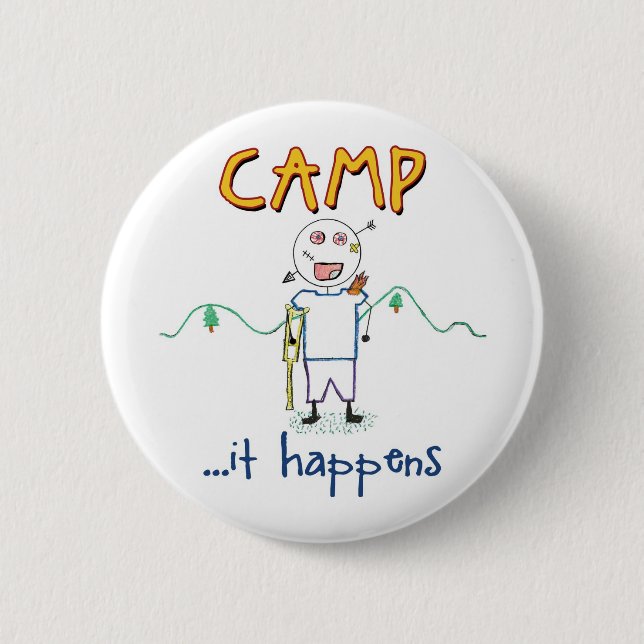 Bóton Redondo 5.08cm Acampamento Acontece - Desenho de Acampamento de V (Frente)