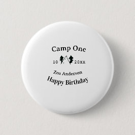 Bóton Redondo 5.08cm Acampamento um feliz aniversário nome data aventur