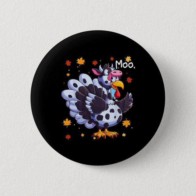 Bóton Redondo 5.08cm Ação de Graças Falsa Turquia Cabeça de Moo Cabeça  (Frente)