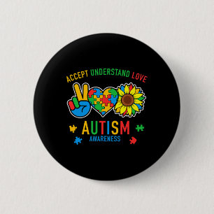 Bóton Redondo 5.08cm Aceitar Entender Amar Autismo Conscientização Gira
