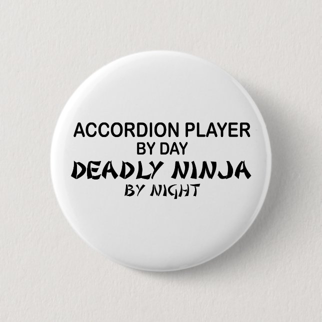 Bóton Redondo 5.08cm Acordeão Ninja mortal em a noite (Frente)