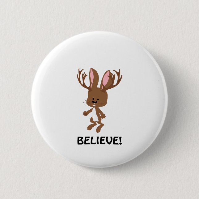 Bóton Redondo 5.08cm Acredite! Jackalope bonito (Frente)