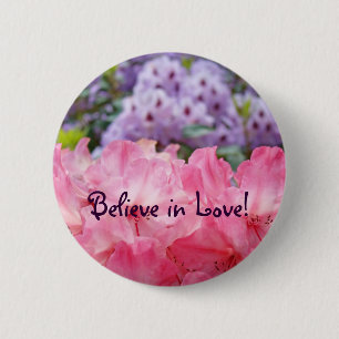 Bóton Redondo 5.08cm Acredite no Amor! botões Rosa Roxo Rhodie Floral