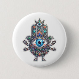 Bóton Redondo 5.08cm Adesivo Kawaii Olho do Mal Hamsa Amazigh Marroquin