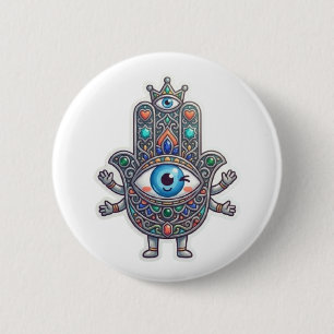 Bóton Redondo 5.08cm Adesivo Kawaii Olho do Mal Hamsa Amazigh Marroquin