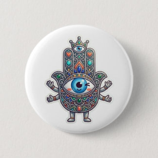 Bóton Redondo 5.08cm Adesivo Kawaii Olho do Mal Hamsa Amazigh Marroquin