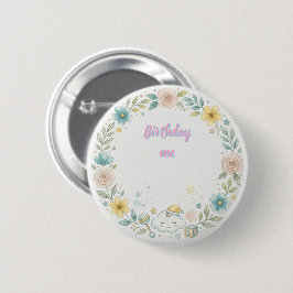 Bóton Redondo 5.08cm Adesivos de Favor de Aniversário em Aquarela Flora