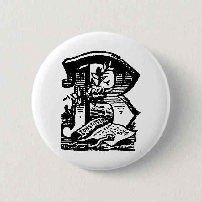 Bóton Redondo 5.08cm Adição por Caligrafia Antiquada - Letra Masônica B (Frente)