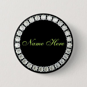 Bóton Redondo 5.08cm Adicionar diamante personalizável por nome
