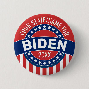 Bóton Redondo 5.08cm Adicionar nome ou estado para suportar Joe Biden 2