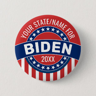 Bóton Redondo 5.08cm Adicionar Nome ou Estado para Suporte a Joe Biden 