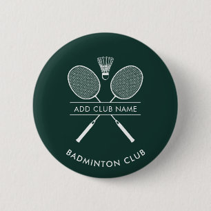 Bóton Redondo 5.08cm Adicionar Rackets de Nome do Clube de Badminton Íc