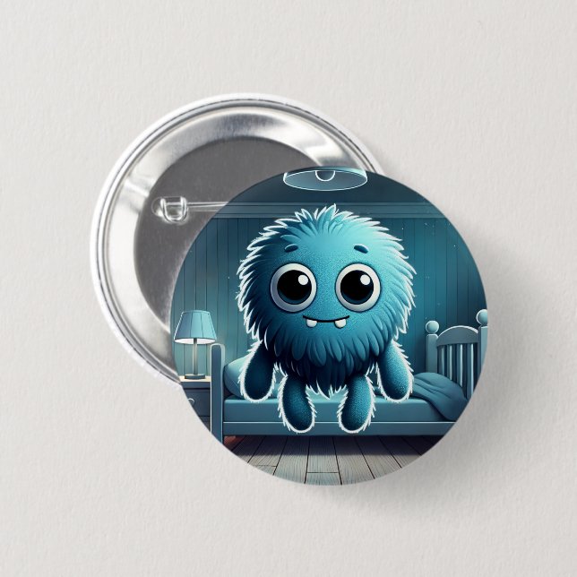 Bóton Redondo 5.08cm Adorable Blue Fluffy Creature (Frente & Verso)