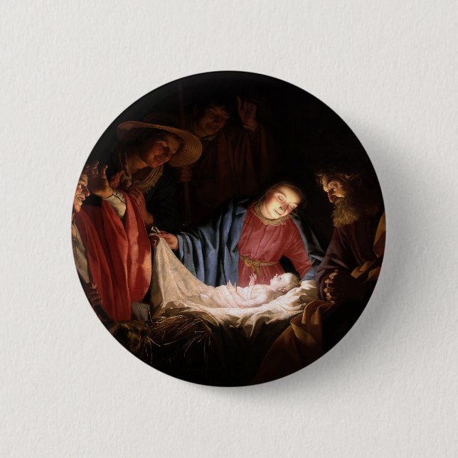 Bóton Redondo 5.08cm Adoração dos Pastores por Honthorst (Frente)