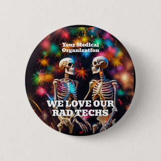 Bóton Redondo 5.08cm Adoramos Nossos Técnicos Rad com Skeletons Chaveir