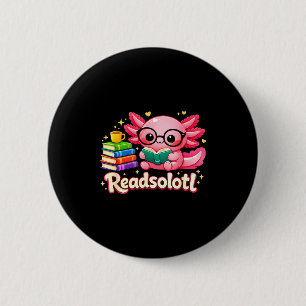 Bóton Redondo 5.08cm Adorável axolotl minhoca de livro lê livros pets e