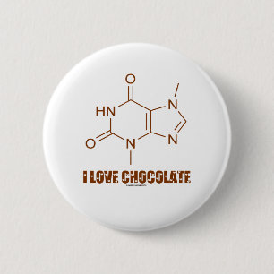Bóton Redondo 5.08cm Adoro Chocolate (Molécula Química de Teobromina)