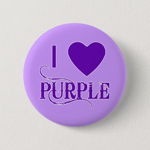 Bóton Redondo 5.08cm Adoro Roxo com Coração Roxo