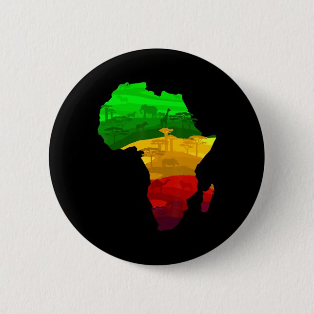 Bóton Redondo 5.08cm África Mapa Verde Amarelo Vermelho Orgulho African (Frente)