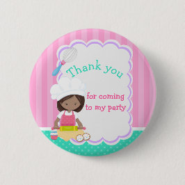Bóton Redondo 5.08cm African America Girl Baking 'Obrigado por vir'