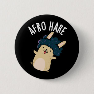 Bóton Redondo 5.08cm Afro Hare Engraçado Coelho com Afro Pun Dark BG