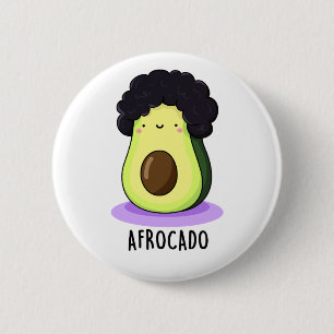 Bóton Redondo 5.08cm Afrocado Engraçado Avocado Com Afro Pun