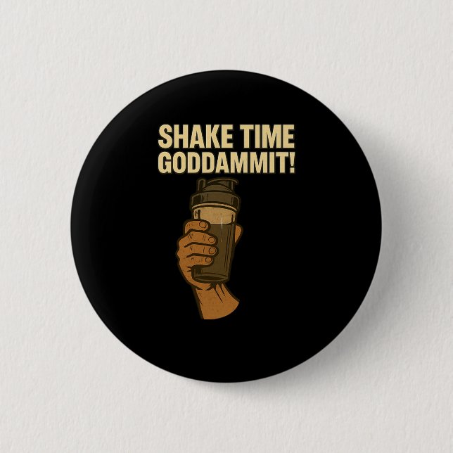 Bóton Redondo 5.08cm Agitar - Engraçado Funny Bodybuilding Gym - Protei (Frente)