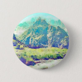 Bóton Redondo 5.08cm Aguarela da paisagem da montanha