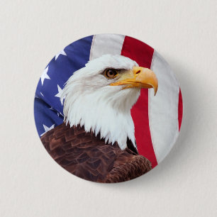 Bóton Redondo 5.08cm Águia americana e bandeira americana