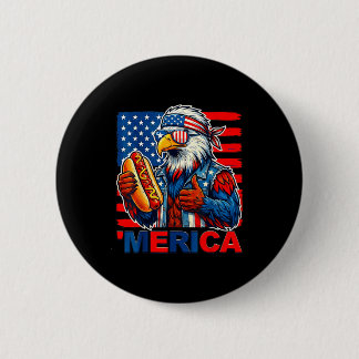 Bóton Redondo 5.08cm Águia-careca cachorro-quente bandeira americana en